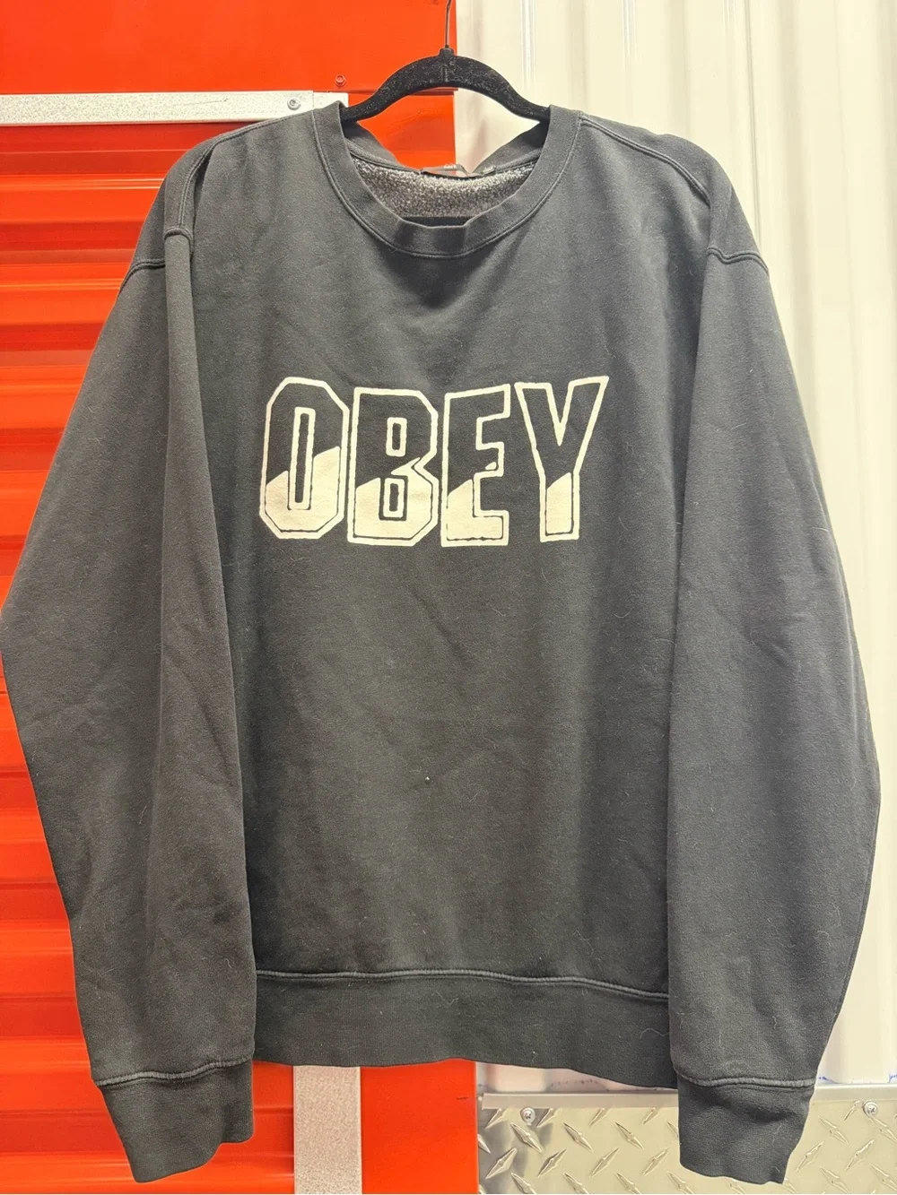 Obey Black Crewneck with White Block Logo